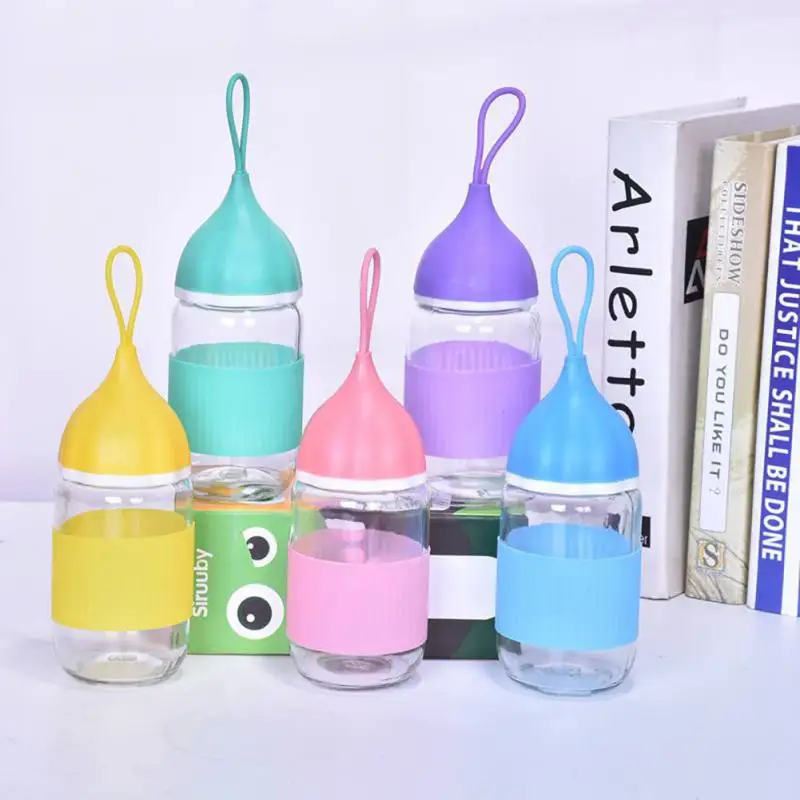 

Sport Leak Proof Drinking Bottle Silicone Handle Portable Mini Cute Water Juice for Outdoor Student Travel 280ml Random Color