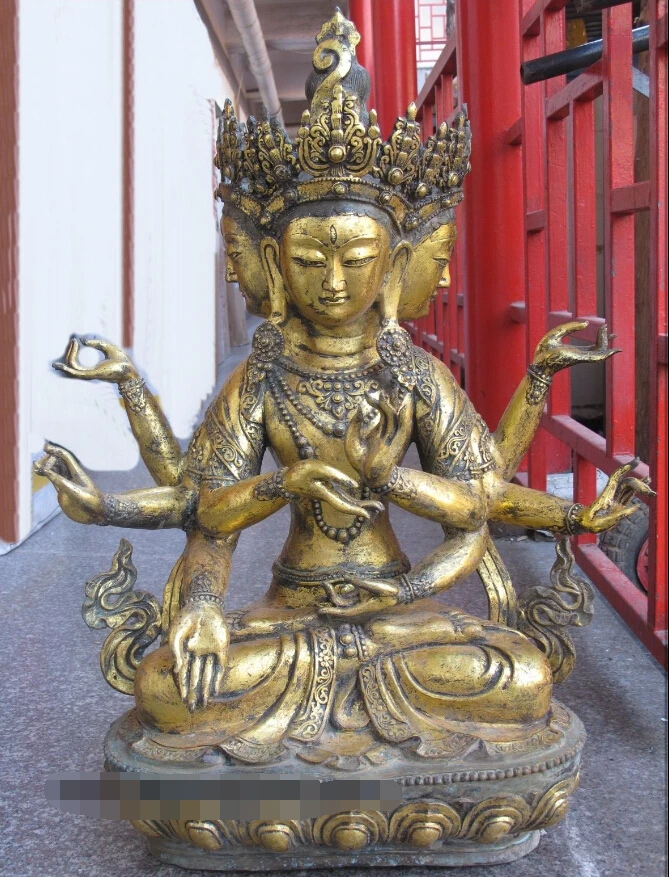 32"Tibet Bronze Gold 4 Head 8 Arm Mahabrahman Brahma buddha Brahm Deva Kwan yin
32"Tibet Bronze Gold 4 Head 8 Arm Mahabrahman Brahma buddha Brahm Deva Kwan yin