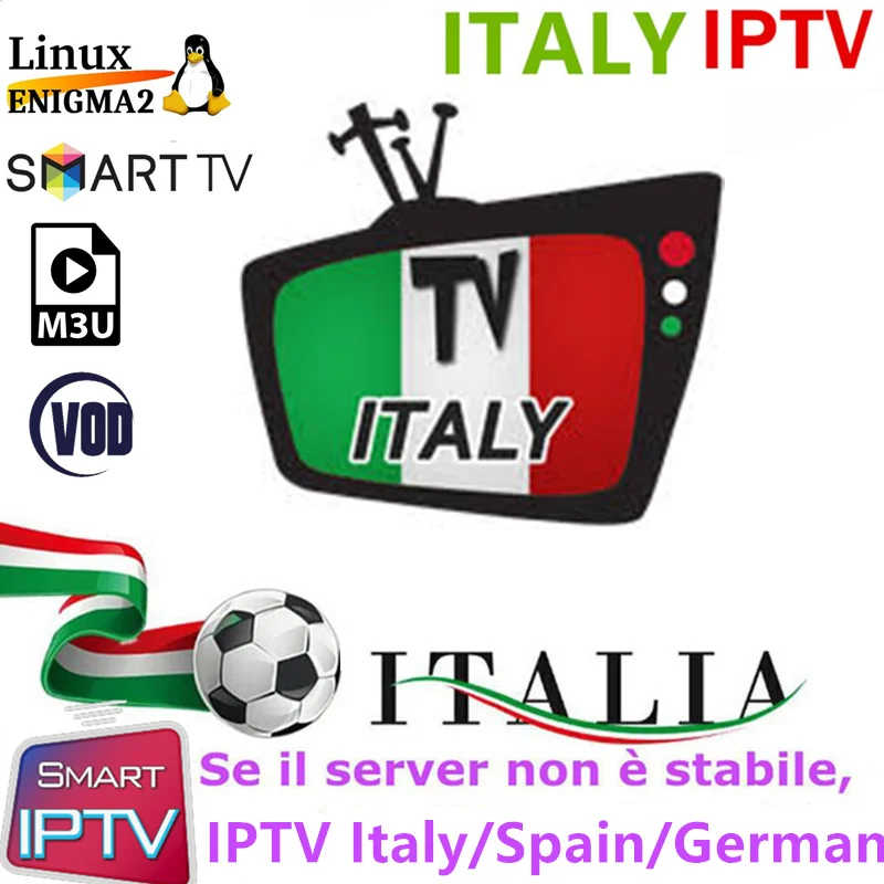

Abbiamo Italia IPTV M3u Subscription Iptv Italy UK German Mediaset Premium For Android TV Box Enigma2 Smart TV VLC with VOD