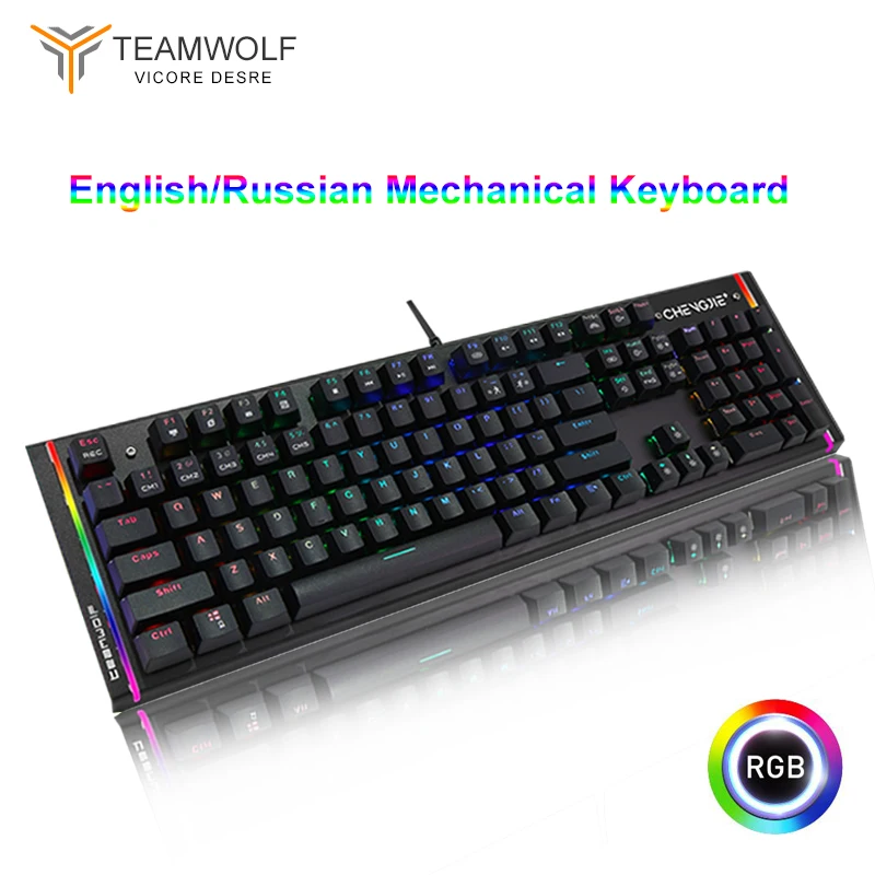 Original genuine gaming Mechanical Keyboard 104 keys Blue Switch LED/RGB Backlit USB wired Keyboard English/Russian for PC gamer
Original genuine gaming Mechanical Keyboard 104 keys Blue Switch LED/RGB Backlit USB wired Keyboard English/Russian for PC gamer