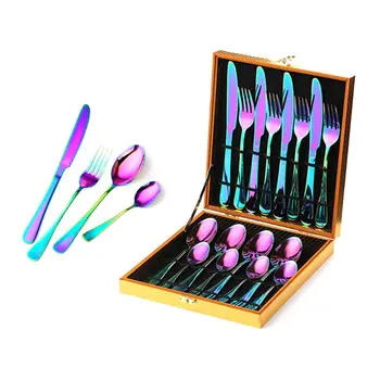 16PCS/SET Rainbow Multicolor Gold-Plated Stainless Steel Cutlery Spoon Four-Piece Set For Hotel Tableware Gift Party Supplies
16PCS/SET Rainbow Multicolor Gold-Plated Stainless Steel Cutlery Spoon Four-Piece Set For Hotel Tableware Gift Party Supplies