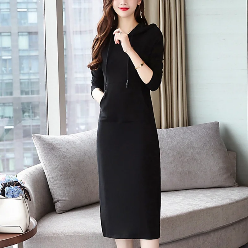 Women Slim Dress Casual Solid High Waist Dress Long Sleeve Plus Velvet Slim Dresses Black
Women Slim Dress Casual Solid High Waist Dress Long Sleeve Plus Velvet Slim Dresses Black