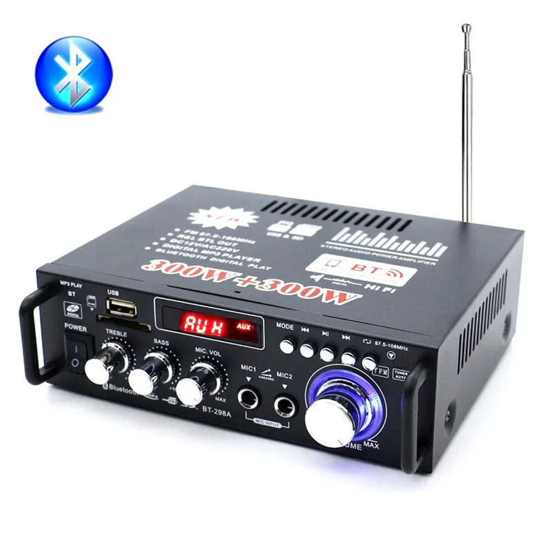 US Plug Bluetooth Stereo Karaoke Amplifier 2 MIC Input FM Home Theater Amplifier 220-240V 600W Wireless Digital Audio Amplifier
US Plug Bluetooth Stereo Karaoke Amplifier 2 MIC Input FM Home Theater Amplifier 220-240V 600W Wireless Digital Audio Amplifier