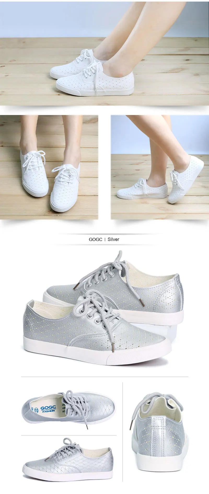GOGC 2018 Breathable Leather Women Shoes Summer Women Causal Shoes with Hole Comfortable Sneakers Women Brand Flat Shoes Female 15