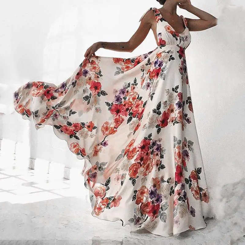 Women Summer Boho Backless Sexy Beach Maxi Dress Elegant Robe Floral Print Sundress Holiday Big Swing A Line White Long Dresses
Women Summer Boho Backless Sexy Beach Maxi Dress Elegant Robe Floral Print Sundress Holiday Big Swing A Line White Long Dresses