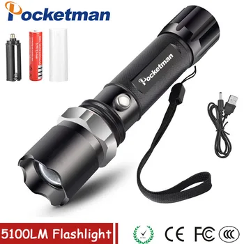 LED flashlight Tactical Flashlight 5100Lumens XM-T6 Zoomable 5 Modes Lanterna LED Torch 18650 Rechargeable For Camping
LED flashlight Tactical Flashlight 5100Lumens XM-T6 Zoomable 5 Modes Lanterna LED Torch 18650 Rechargeable For Camping