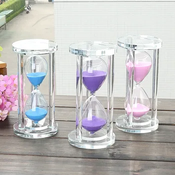 

15/30/60 minutes cylindrical crystal hourglass, mini timer glass crafts, Valentine's Day creative gifts