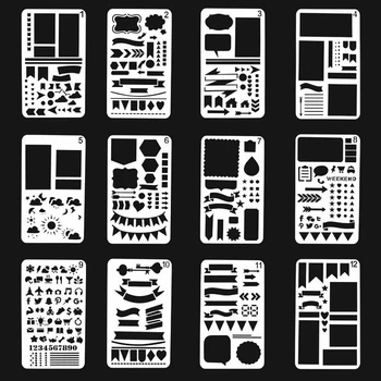12 plastic bullet journal stencils template blank banner weather incon planner stencils scrapbooking
12 plastic bullet journal stencils template blank banner weather incon planner stencils scrapbooking
