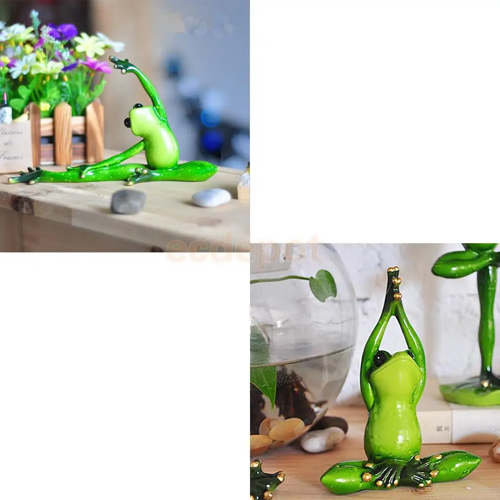 2pcs 3D Frog Figurines Miniatures Ornament Statute Bonsai Garden Decor Bonsai Plant Decoration Craft, Office Desk Ornament