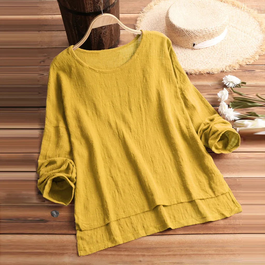 Feitong T-Shirt Women Vintage Pure Color O-Neck Long Sleeve Casual Linen Top Shirt Camisa Femenina Loose Women T-Shirt
Feitong T-Shirt Women Vintage Pure Color O-Neck Long Sleeve Casual Linen Top Shirt Camisa Femenina Loose Women T-Shirt