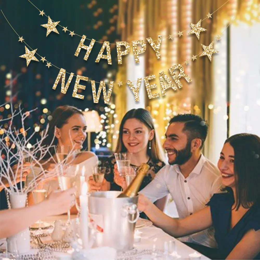 2019 Happy New Year Eve Party Decoration Gold Sequin Stars Paper Banners Hanging Bunting Festival Party Backdrops Supplies BA070
2019 Happy New Year Eve Party Decoration Gold Sequin Stars Paper Banners Hanging Bunting Festival Party Backdrops Supplies BA070