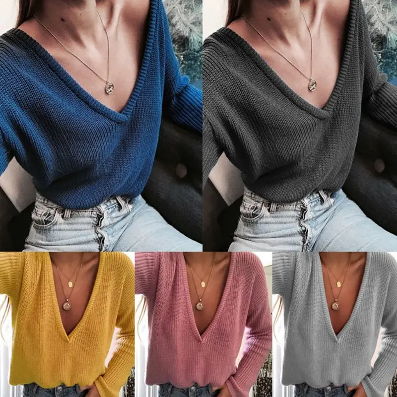 Womens Winter Autumn Deep V-Neck Sweater Solid Color Chunky Crochet Loose Pullover Tops Casual Long Sleeves Off Shoulder
Womens Winter Autumn Deep V-Neck Sweater Solid Color Chunky Crochet Loose Pullover Tops Casual Long Sleeves Off Shoulder