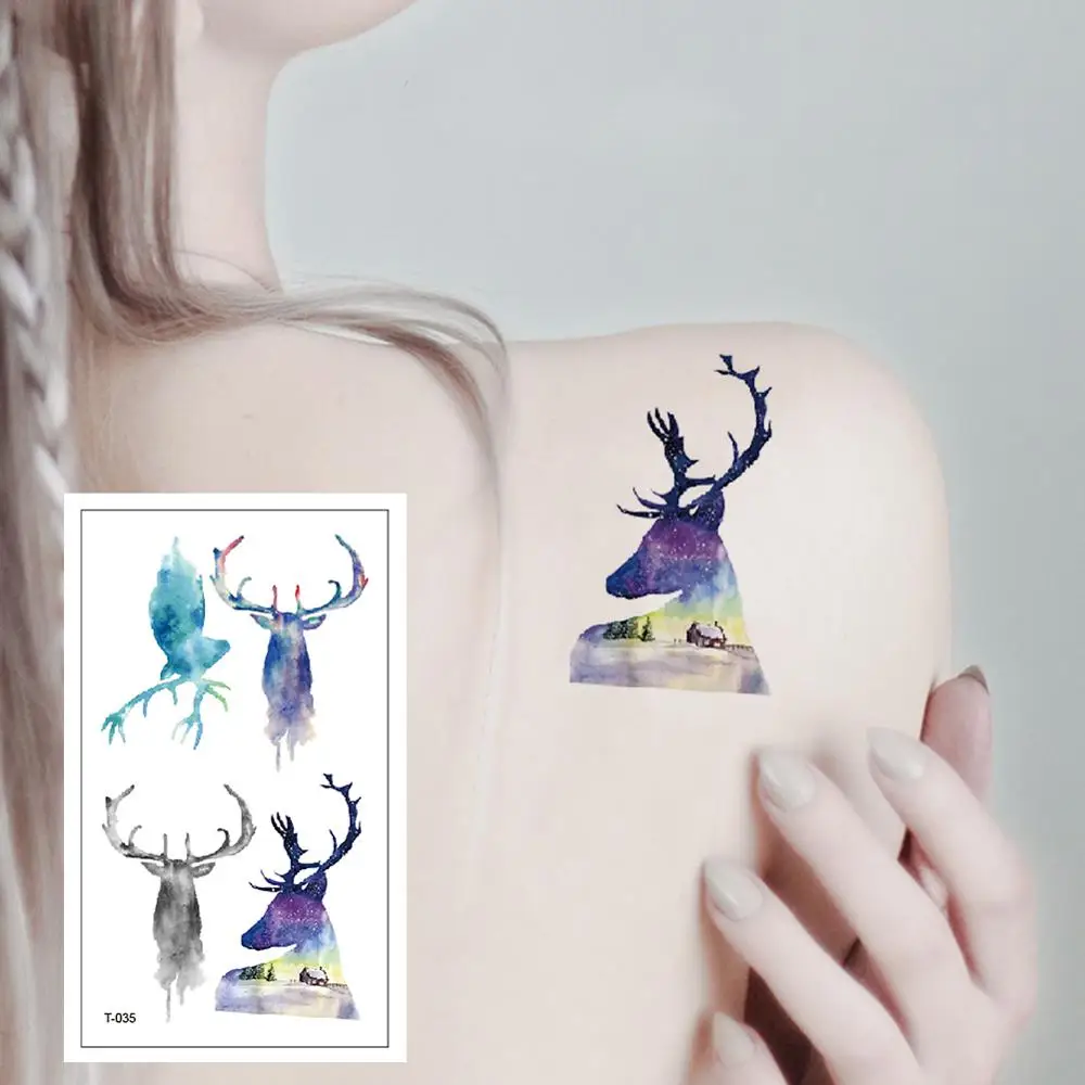 T-035 Color animal deer adult waterproof temporary tattoo sticker children body art women's new design water transfer fake tatto
T-035 Color animal deer adult waterproof temporary tattoo sticker children body art women's new design water transfer fake tatto