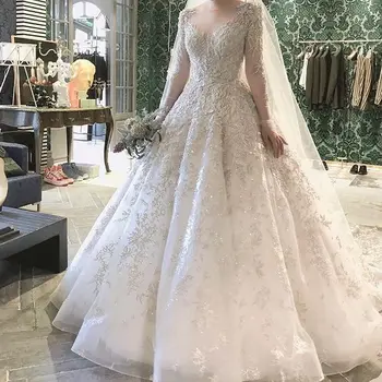 Vestido de noiva New Elegant Wedding Dresses 2020 O-Neck Long Sleeves Chapel Train Appliques Tulle Bridal Gowns
Vestido de noiva New Elegant Wedding Dresses 2020 O-Neck Long Sleeves Chapel Train Appliques Tulle Bridal Gowns