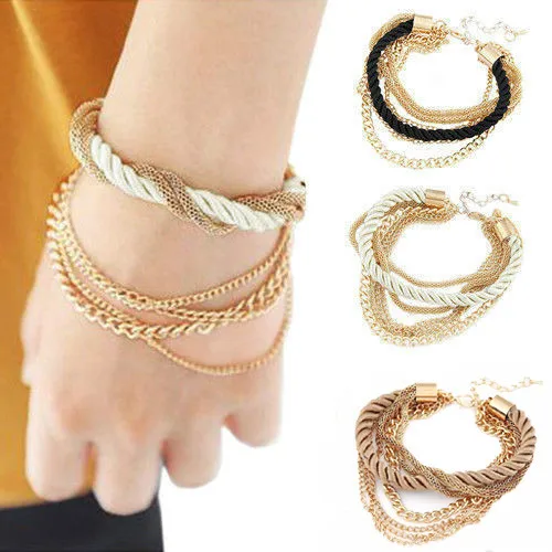 New fashion low-key costly handmade gold chain braided rope multilayer bracelet chain bracelet
New fashion low-key costly handmade gold chain braided rope multilayer bracelet chain bracelet