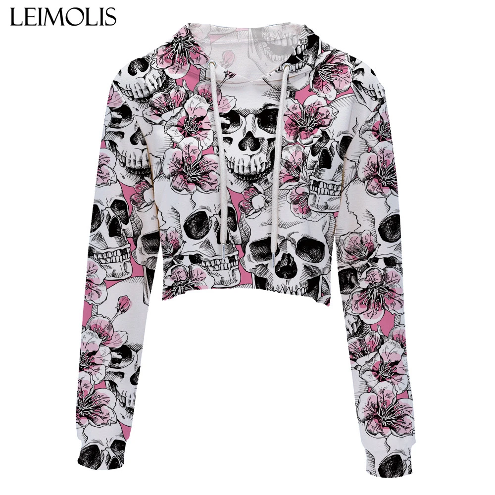 LEIMOLIS crop top hoodie women 3d print pink black gothic flower skull casual harajuku kawaii Spring Autumn Thin tops sweatshirt
LEIMOLIS crop top hoodie women 3d print pink black gothic flower skull casual harajuku kawaii Spring Autumn Thin tops sweatshirt