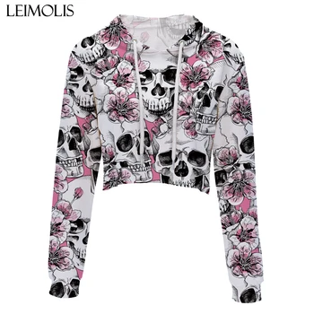 LEIMOLIS crop top hoodie women 3d print pink black gothic flower skull casual harajuku kawaii Spring Autumn Thin tops sweatshirt
LEIMOLIS crop top hoodie women 3d print pink black gothic flower skull casual harajuku kawaii Spring Autumn Thin tops sweatshirt