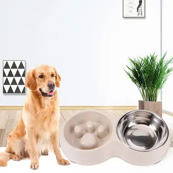 Dog Pet Split Type Double Bowl Anti-feeding Slow Food Drinking Water Multi-purpose Non-slip Stainless Steel Bowls
Dog Pet Split Type Double Bowl Anti-feeding Slow Food Drinking Water Multi-purpose Non-slip Stainless Steel Bowls