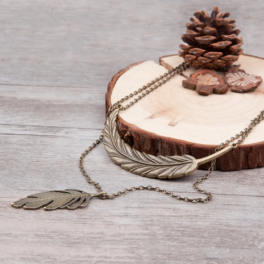 Doreen Box Double-layered Vintage Leaf & Feather Necklace long woman antique bronze sweater chain necklace fashion Jewelry
Doreen Box Double-layered Vintage Leaf & Feather Necklace long woman antique bronze sweater chain necklace fashion Jewelry