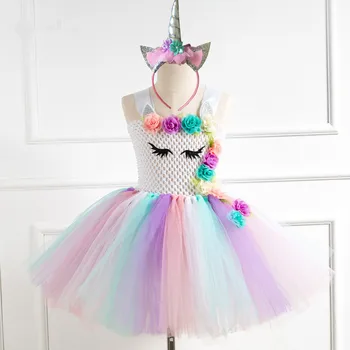 Flower Girls Unicorn Tutu Dress Pastel Rainbow Princess Girls Birthday Party Dress Children Kids Halloween Unicorn Costume 1-14Y
Flower Girls Unicorn Tutu Dress Pastel Rainbow Princess Girls Birthday Party Dress Children Kids Halloween Unicorn Costume 1-14Y