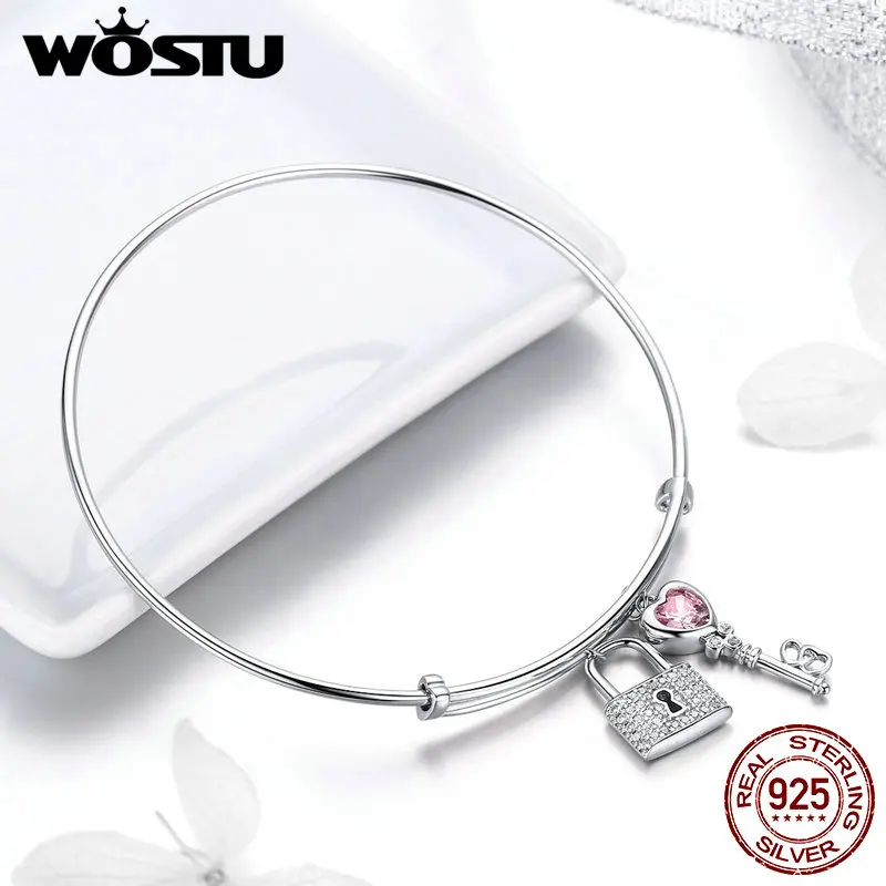 WOSTU Love Gift 100% 925 Sterling Silver Key & Lock Bracelets For Women Bangles Wedding Engagement Silver 925 Jewelry FIB127
WOSTU Love Gift 100% 925 Sterling Silver Key & Lock Bracelets For Women Bangles Wedding Engagement Silver 925 Jewelry FIB127