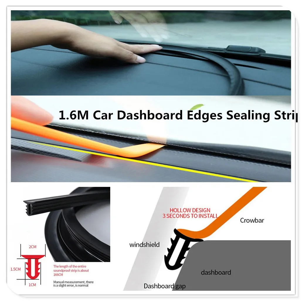 U Type 1.6M Car Dashboard Edges Strip Windshield Gap Sealing Rubber Strips for Volkswagen PTouareg Touran Beetle CC Magotan | Автомобили и
