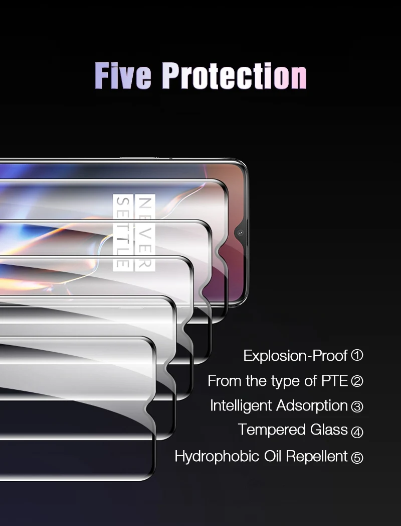 TOMKAS 6D Protective Glass For Oneplus 6T Tempered Glass Screen Protector Film For Oneplus 6 5 5T Protective Glass One Plus 6T