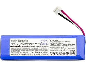 Upgrade Cameron Sino 6000mAh GSP1029102R for JBL Charge 2 Plus,Charge 2+,Charge 3, please double check the position of "+, -"
Upgrade Cameron Sino 6000mAh GSP1029102R for JBL Charge 2 Plus,Charge 2+,Charge 3, please double check the position of "+, -"