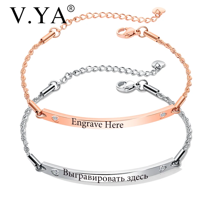 V.YA Fashion Simple Bracelets For Women Stainless Steel Engraved Bracelets Rose Gold/ Gold Personalized Bangle For Friends
V.YA Fashion Simple Bracelets For Women Stainless Steel Engraved Bracelets Rose Gold/ Gold Personalized Bangle For Friends