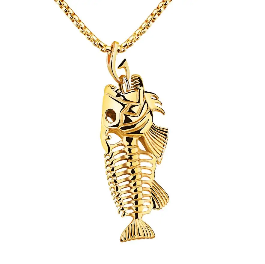 Hiphop Jewelry Fishbone Pendant Necklace 316L Stainless Steel Necklace Chain Fish Skeleton Punk Stylish Casual Style Men Gift
Hiphop Jewelry Fishbone Pendant Necklace 316L Stainless Steel Necklace Chain Fish Skeleton Punk Stylish Casual Style Men Gift