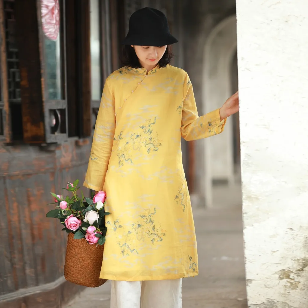 Original Literary Double-layer Stand Collar Slanting Contrast Color Jade Fat Buckle Zen Modified Cheongsam Dress
Original Literary Double-layer Stand Collar Slanting Contrast Color Jade Fat Buckle Zen Modified Cheongsam Dress