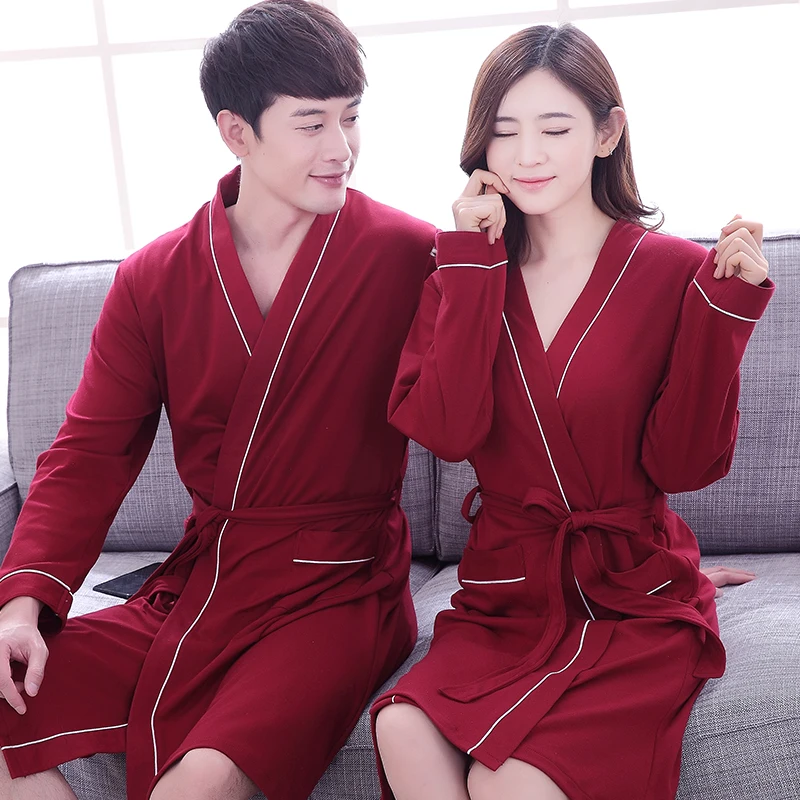 2017 Spring Autumn Couple Bathrobe 100% Cotton Quality Long Gown Sleepwear Men & Women Long Sleeve Kimono Bath Robe Nightwear
2017 Spring Autumn Couple Bathrobe 100% Cotton Quality Long Gown Sleepwear Men & Women Long Sleeve Kimono Bath Robe Nightwear