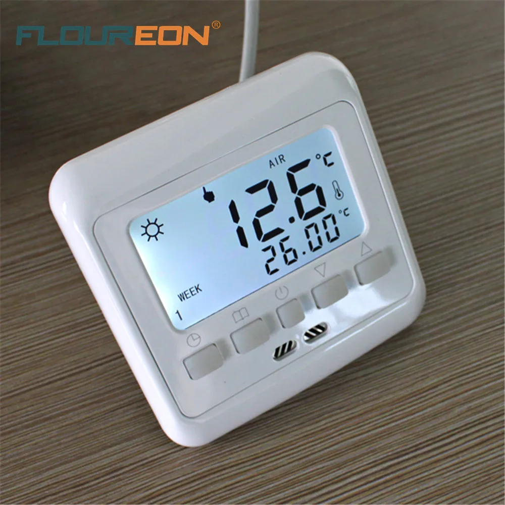Floureon 16A Floor Heating Thermostat White LCD Digital Weekly Programmable Anti Jamming Temperature Controller
Floureon 16A Floor Heating Thermostat White LCD Digital Weekly Programmable Anti Jamming Temperature Controller