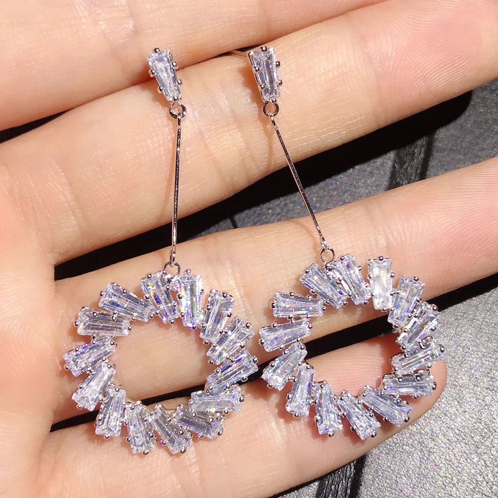 Luxury Round Cut Cubic Zircon Women Bride Drop Earrings Dangle Earring Pendientes mujer moda Wholesale Price
Luxury Round Cut Cubic Zircon Women Bride Drop Earrings Dangle Earring Pendientes mujer moda Wholesale Price