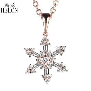 HELON Solid 14K (585) Rose Gold Prong Set Round Full & Baguette Natural Diamonds Snowflake Shape Wedding Party Jewelry Pendant
HELON Solid 14K (585) Rose Gold Prong Set Round Full & Baguette Natural Diamonds Snowflake Shape Wedding Party Jewelry Pendant