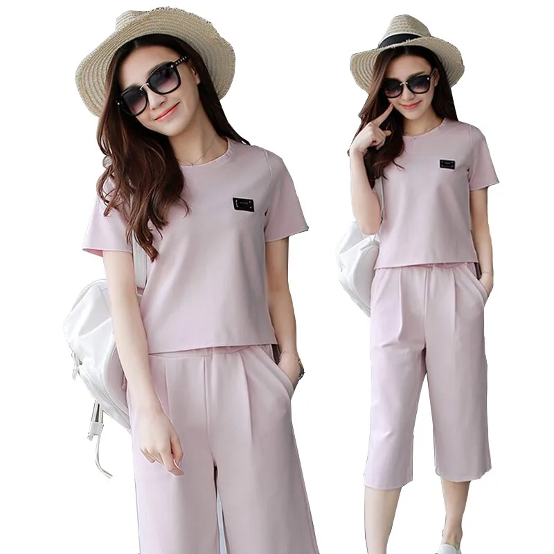 Two Piece Set Summer Chiffon Women's Sets O-neck short sleeve tops + Mid-calf Pants Suit Set Women's Wide Leg Pants office lady
Two Piece Set Summer Chiffon Women's Sets O-neck short sleeve tops + Mid-calf Pants Suit Set Women's Wide Leg Pants office lady