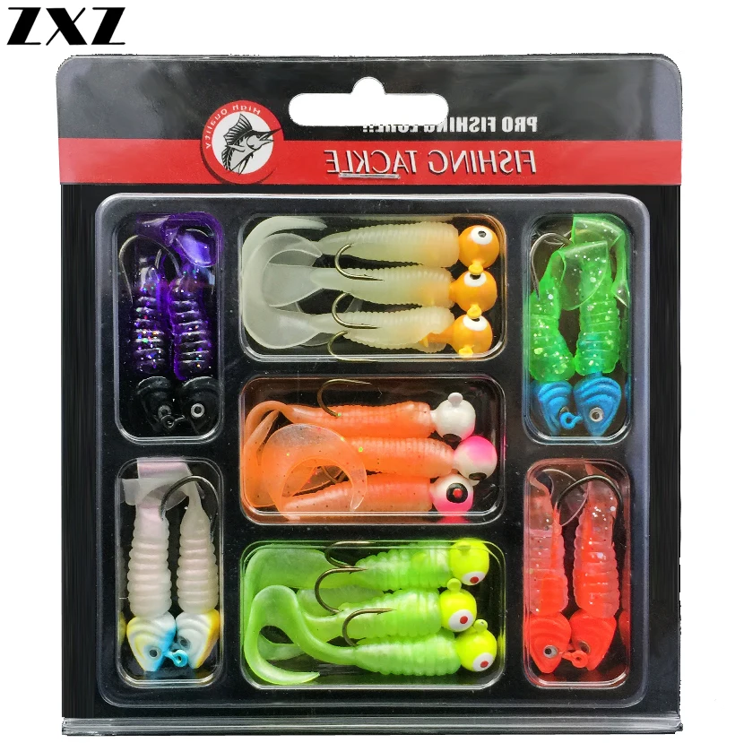 34pcs/box Assembled 17pcs Soft Baits + 17pcs Lead Jig Head Hooks Set Soft Palate Worms Artificial Silicone Lure Carp Bass Pesca
34pcs/box Assembled 17pcs Soft Baits + 17pcs Lead Jig Head Hooks Set Soft Palate Worms Artificial Silicone Lure Carp Bass Pesca
