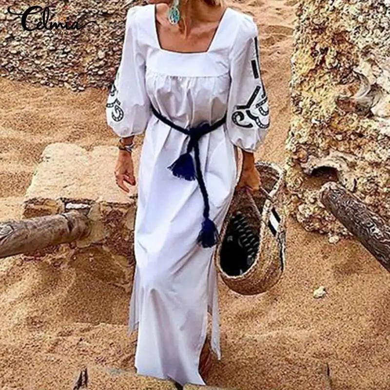 2019 Fashion Women Puff Sleeve Retro Printed Long Shirt Dress Celmia Summer Beach Sundres Casual Loose Party Maxi Vestidos S-5XL
2019 Fashion Women Puff Sleeve Retro Printed Long Shirt Dress Celmia Summer Beach Sundres Casual Loose Party Maxi Vestidos S-5XL