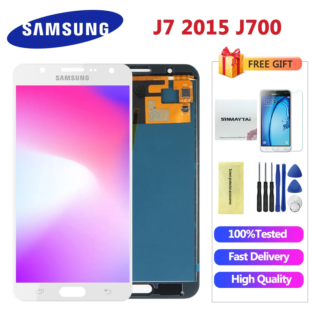 

For Samsung Galaxy J7 LCD Display J700 2015 J700F J700M LCD Display+Touch Screen Digitizer Assembly Can Adjustable brightness
