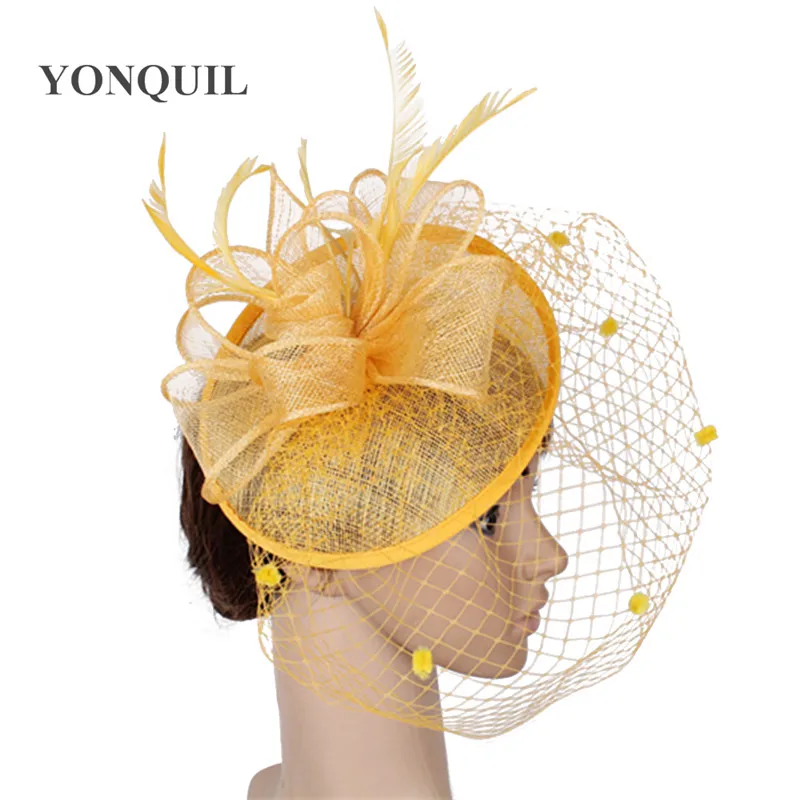 Yellow Elagant sinamay fascinators feather accessories loops hats bridal wedding dot veils headdress ladies fedora caps SYF287
Yellow Elagant sinamay fascinators feather accessories loops hats bridal wedding dot veils headdress ladies fedora caps SYF287