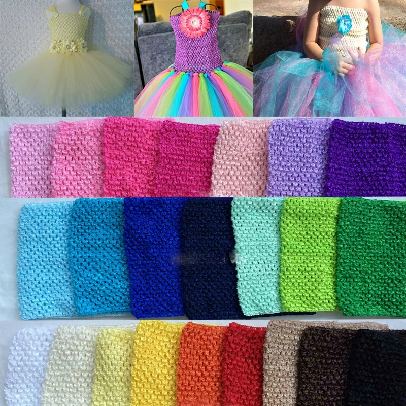 

0-24M Halter Top Baby Girl Elastic Chest Wrap Infant Waffle Crochet Headband Baby Tutu Tube Girl Hairband 15*15cm DIY Clothes X