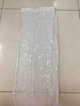 

5yards RNV015 new arrive good quality offwhite ivory sequin beads embroidery tulle mesh lace for sawing/ wedding