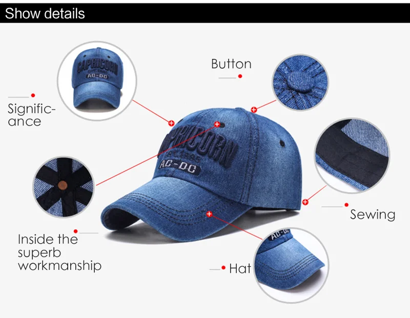 Cowboy Women Snapback Caps Letter Embroidery Couple Caps Summer Autumn Denim Unisex Baseball Cap Hip Hop Men Bone Casquette Hats (15)