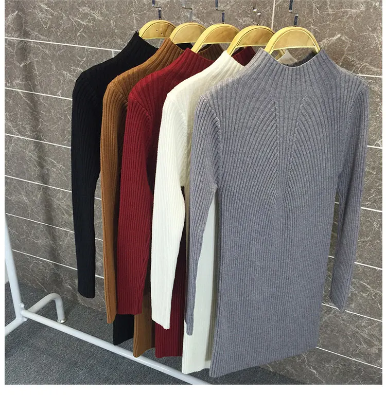 Knitted Dress Autumn Winter Brand Design Half Turtleneck Long Sleeve Elastic Knitted Jumper Pullovers Women Sweater Dress
Knitted Dress Autumn Winter Brand Design Half Turtleneck Long Sleeve Elastic Knitted Jumper Pullovers Women Sweater Dress