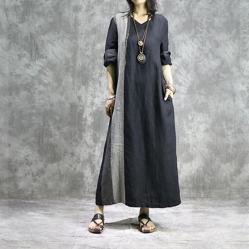 Women Linen Embroidered Patchwork Dress Ladies loose Casual Flax Dress Female Retro Spliced Dress 2019 Spring Summer
Women Linen Embroidered Patchwork Dress Ladies loose Casual Flax Dress Female Retro Spliced Dress 2019 Spring Summer