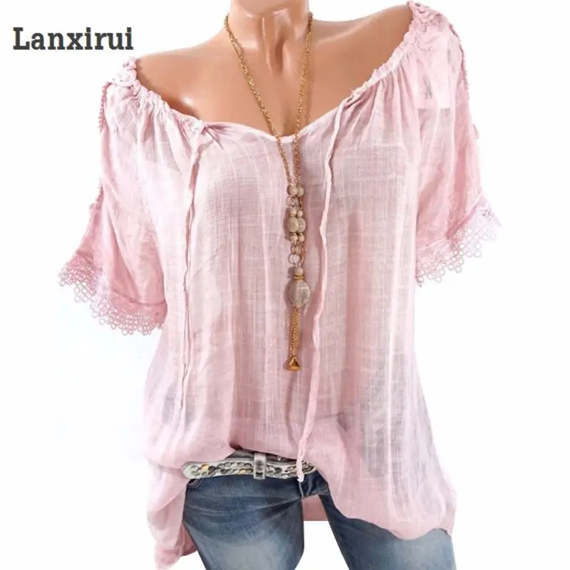 Off Shoulder Elegant Chiffon Women Summer Tops Plus Size Pink Blouse Shirts 2018 Lace Short Sleeve Ladies Loose Blusas Mujer
Off Shoulder Elegant Chiffon Women Summer Tops Plus Size Pink Blouse Shirts 2018 Lace Short Sleeve Ladies Loose Blusas Mujer