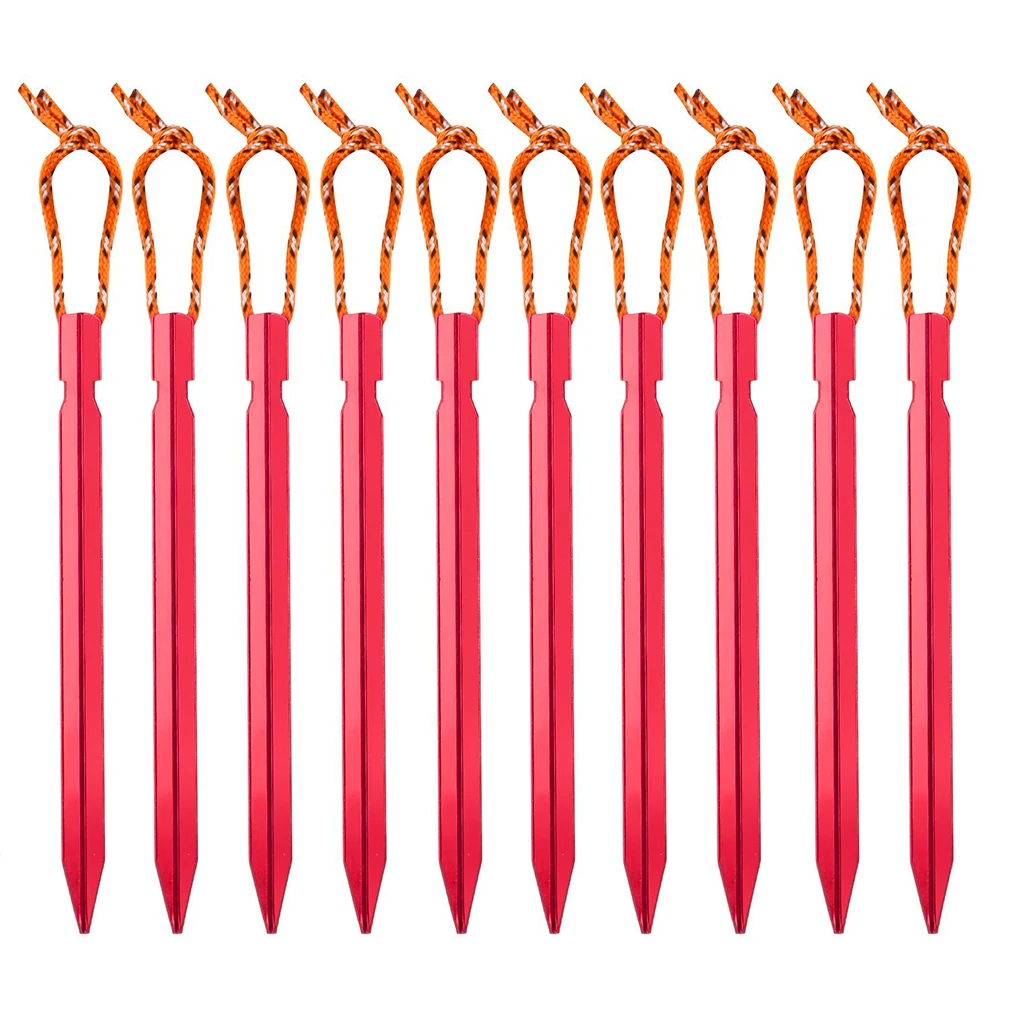 10pcs Tent Peg Nail Aluminium Alloy compact portable Stake with Rope Outdoor Camping Equipment Traveling Tent Building Picnic 
10pcs Tent Peg Nail Aluminium Alloy compact portable Stake with Rope Outdoor Camping Equipment Traveling Tent Building Picnic