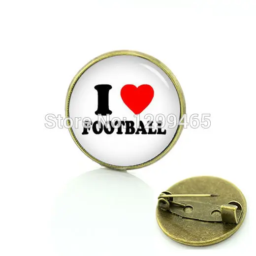

Fashion Upscale Mens brooches I love football Character pin Wearable Art Vintage red heart badge C 968