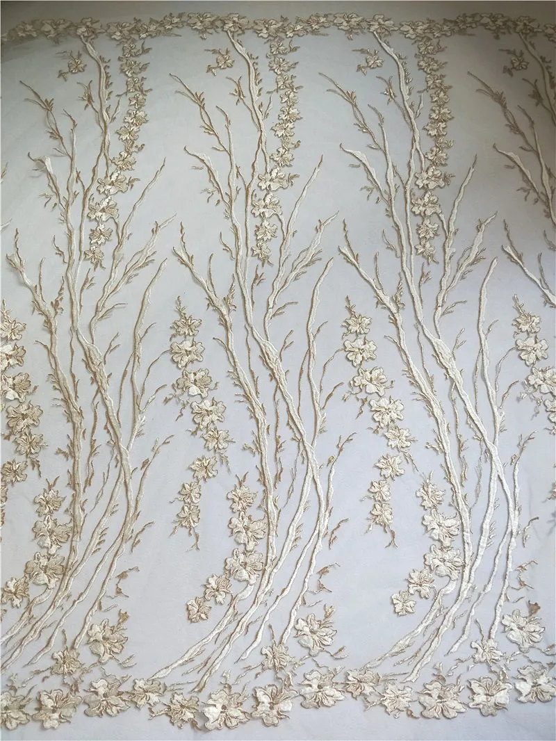 2019 Women evening dress wedding gowns making lace material nice! 1 Yard Ivory+gold color tulle mesh embroidered lace fabric!
2019 Women evening dress wedding gowns making lace material nice! 1 Yard Ivory+gold color tulle mesh embroidered lace fabric!