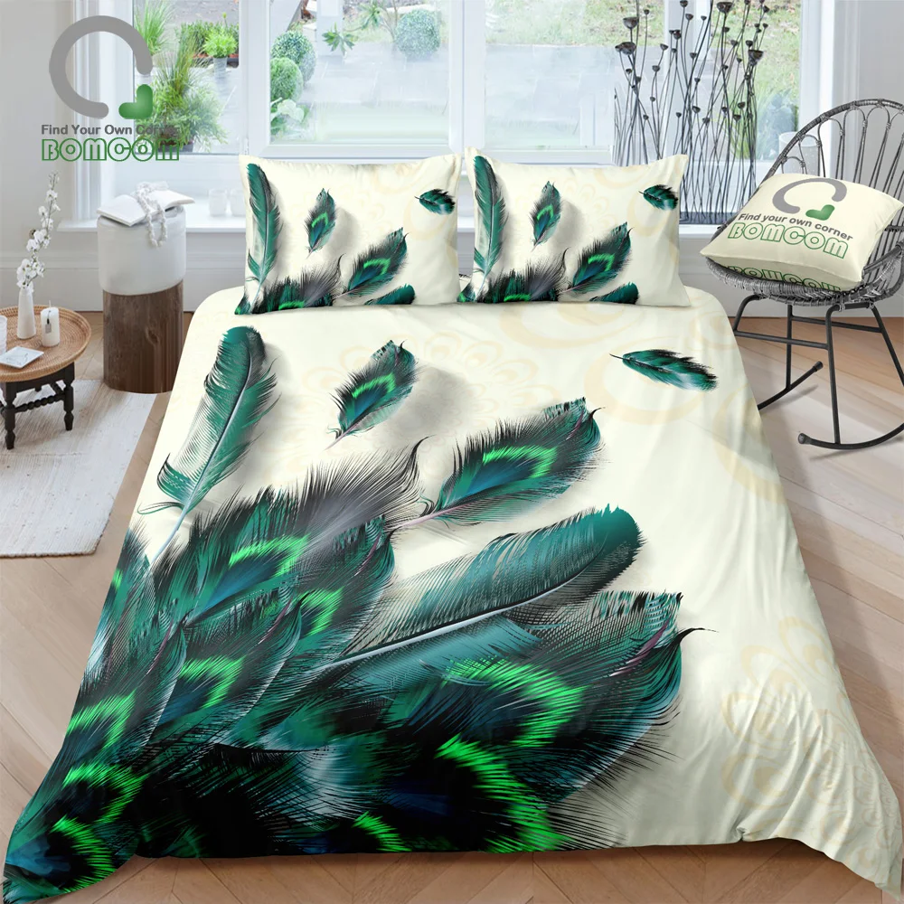 BOMCOM 3D Digital Printing Peacock Pattern Bedding Set Water Color Peacoke Feather Print Duvet Cover Set 100% Microfiber
BOMCOM 3D Digital Printing Peacock Pattern Bedding Set Water Color Peacoke Feather Print Duvet Cover Set 100% Microfiber